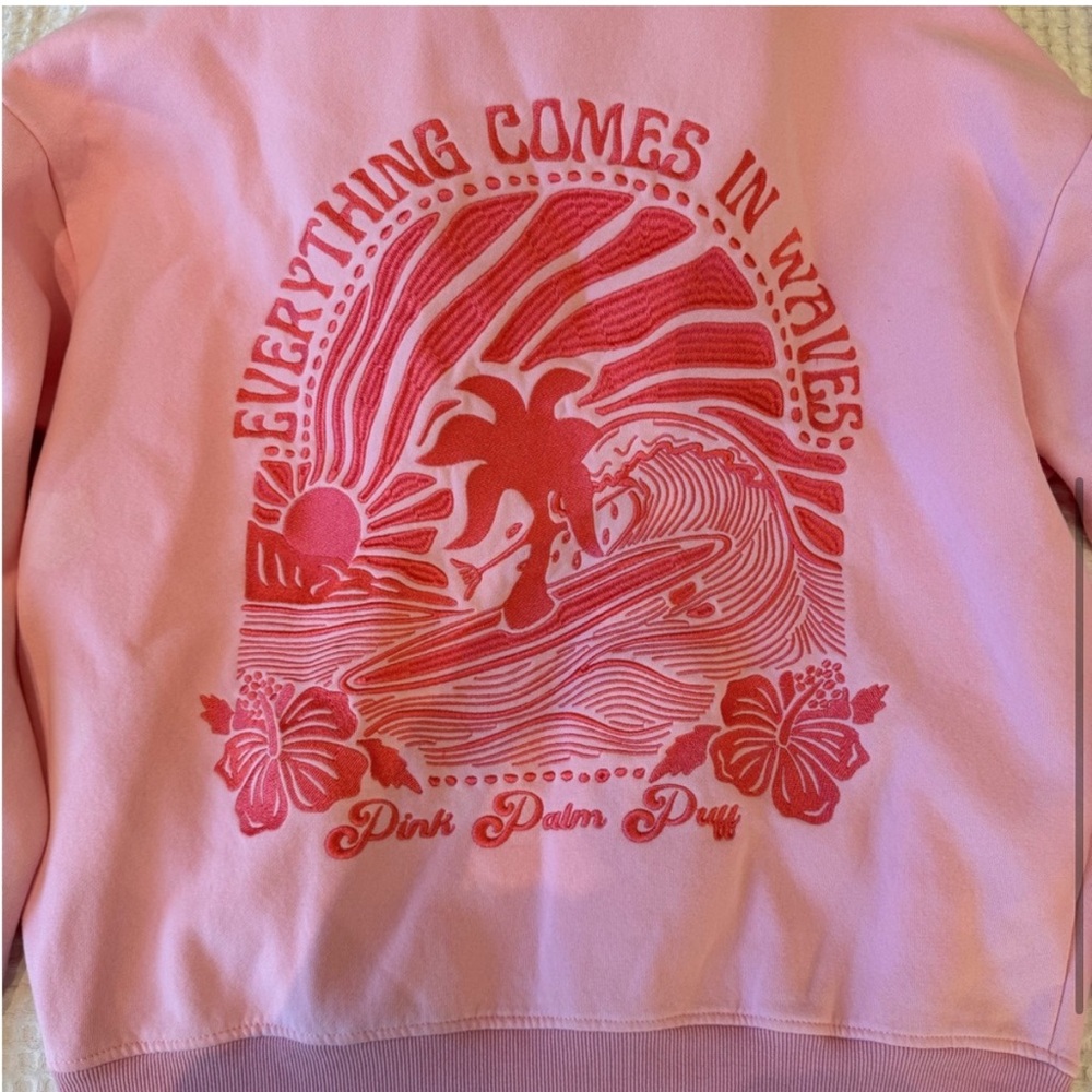 Pink Palm Puff Hoodie
